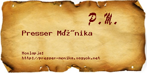 Presser Mónika névjegykártya