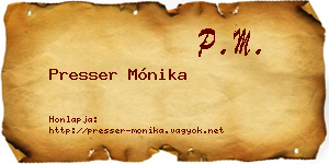 Presser Mónika névjegykártya